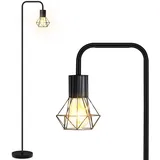 AUQUEE Stehlampe für Wohnzimmer und Schlafzimmer, Moderne Stehleuchte mit 6W LED Leuchtmittel, Fußtaster, E27 Fassung, Vintage Industrial Retro Metall Standleuchte Büro Leselampe Bodenlampe, Schwarz