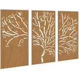 vidaXL 3-tlg. Garten-wanddeko 105x55 Cm Cortenstahl