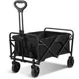 Randaco Bollerwagen Faltbar, Für Camping Einkaufen, Belastbar Bis 80kg, Handwagen, Faltwagen 360 ° Drehbar 2 Netztaschen Klappbarer Bollerwagen