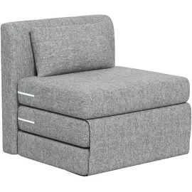 Homcom Schlafsessel 2-in-1 Polyester 75 x 74 x 80 cm Grau mit Kissen