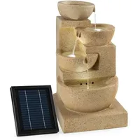 Korinth Zierbrunnen Gartenbrunnen 3W Solar LED Sandsteinoptik