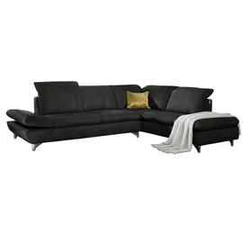 W.Schillig Ecksofa "taoo, elegant und zeitlos, bequem, L-Form", grau (dunkelgrau s41), B:296cm H:84cm T:242cm, Longlife fabric Velourgewebe S41 (100% Polyester), Sofas, Ecksofa, mit Sitziefenverstellung & Kopfteilverstellung