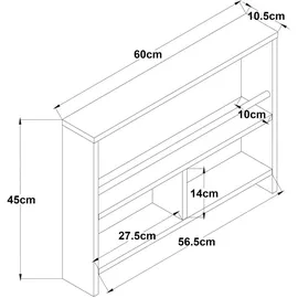 [en.casa] Piteå Wandregal 60 x 10,5 x 45 cm Weiß