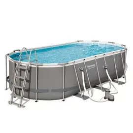 BESTWAY Power Steel Frame Pool oval Set 549 x 274 x 122 cm inkl. Filterpumpe (5-tlg.)
