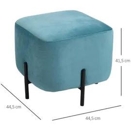 Homcom Fußhocker gepolstert Kunststoff 44,5 x 41,5 x 44,5 cm Türkis
