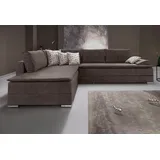 INOSIGN Ecksofa »Boxspringbett Night & Day L-Form mit Dauer-Schlaffunktion mit Armlehne«, mit Boxspring-Bettfunktion 180x200 cm und Bettkasten, Dauerschläfer! grau
