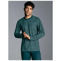 Schlafanzug TRIGEMA "TRIGEMA Schlafanzug Oberteil Langarm mit Smiley-Muster", Herren, Gr. S, blau (saphir), 100% Baumwolle, casual, Homewear-Sets