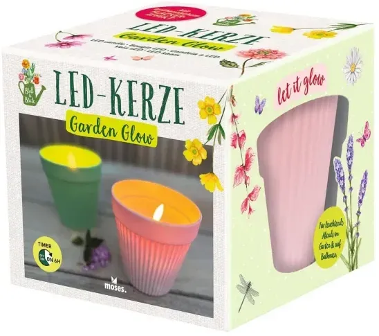 Moses Blatt & Blüte LED-Kerze Garden Glow, sortiert