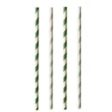 Papstar Pure Trinkhalme, Papier 87674 , 1 Packung = 25 Stück, Stripes, einzeln gehüllt