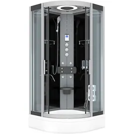 AcquaVapore Komplettdusche 100 x 100 cm D58-63T1 schwarz Sicherheitsglas ESG inkl. Duschwanne