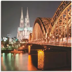 Leinwandbild ARTLAND "Köln Skyline Collage V", gold (farbe bild(er): goldfarben), B:70cm H:70cm T:1,8cm, Canvas, Leinwand, Bilder, auf Keilrahmen gespannt