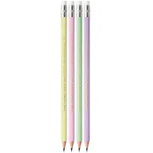 BIC EVOLUTION PASTEL Bleistifte HB rosa, lila, grün, gelb mit Radierer, 10 St.