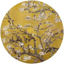 K&L Wall Art Vliestapete »Runde Vliestapete«, van Gogh Mandelblüte Vintage, mehrfarbig, matt - bunt