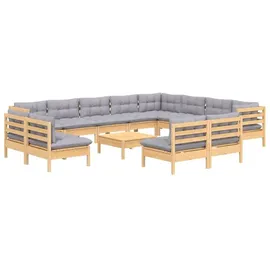 vidaXL Garten-Lounge-Set 13-tlg. grau Kiefer
