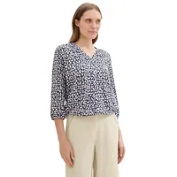 Tom Tailor Damen 1043197 Bluse mit Muster & V-Ausschnitt,