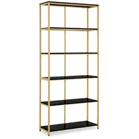 Barberpub 5166 Aktenregal 30 x 80 x 180 Gold/Schwarz/Weiß