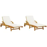 vidaXL Sonnenliegen 2 Stk. mit Auflagen 200x68x83 cm Massivholz Akazie 200 x 68 x 30-83 cm