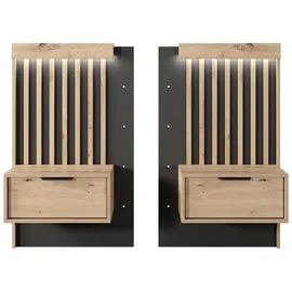 Feldmann-Wohnen Nachtkonsolen, Braun, Holzwerkstoff, 2 Schubladen, Rechteckig, 100x104x39 cm, Schlafzimmer, Nachttische