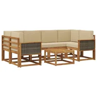 vidaXL Outdoor-Sofagarnitur 5-tlg. Natur
