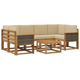 vidaXL Outdoor-Sofagarnitur 5-tlg. Natur