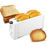 Automatik 4 Röstkammern Langschlitz Toaster aus Edelstahl mit Krümelschublade Sandwich Toaster - Weiß