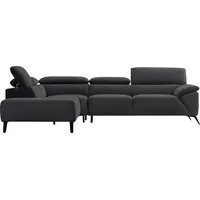 Nicoletti Home Ecksofa, Breite 287 cm, verstellbare Kopfstütze, Ottomane links oder rechts schwarz