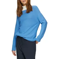 S.Oliver - Strickpullover mit U-Boot-Ausschnitt, und Rollsaum, Damen, blau,