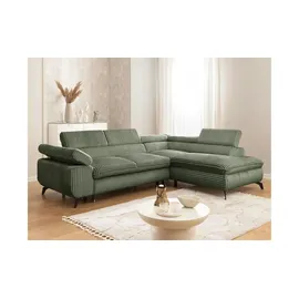 S-Style Ecksofa mit Schlaffunktion Bonnie ¦ grün ¦ Maße (cm): B: 275 H: 76