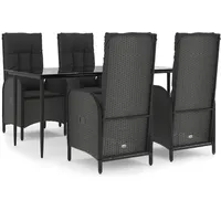 VidaXL Polyrattan Garten-Essgruppe 5-tlg. schwarz inkl. Kissen 3185171