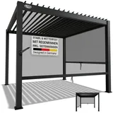Juskys Lamellendach Tahiti 3 x 3 m inkl. 2 x Seitenwand