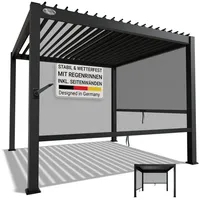 Juskys Lamellendach Tahiti 3 x 3 m inkl. 2 x Seitenwand