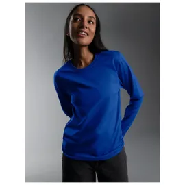 TRIGEMA T-Shirt "TRIGEMA Langarmshirt aus 100% Baumwolle", Damen, Gr. L, blau (royal), Single Jersey, 100% Baumwolle, Basic, lang, Rundhals, Shirts T-Shirt