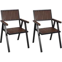 MCW Gartenstuhl J95 2er-Set Gestell Schwarz Dunkelbraun