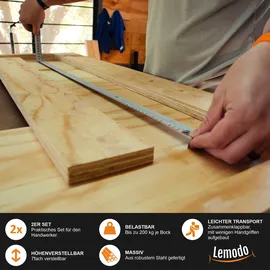 Lemodo Arbeitsbock Stahl 80–130 cm blau 2er Set
