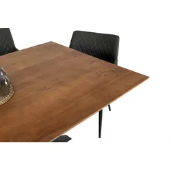 Esstisch 240x100cm Akazie massiv nussbaumfarben schweizer Kante Spider-Gestell ABBY