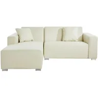 Livetastic Loungesofa Willy Out, Creme, Champagner, Sand, Leder, Textil, Metall, 3-teilig, Lederlook, 3-Sitzer, Ottomane links, 214x78x164 cm, UV-beständig, lichtecht, geeignet für Balkon, Loungemöbel, Gartensofas