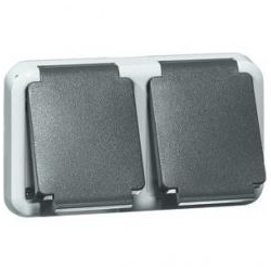 Peha - Steckdose SCHUKO 2fach, grau, ohne Dose