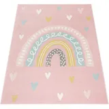 Paco Home Kinderteppich Teppich Kinderzimmer Mädchen Jungs Verschiedene Motive Und Größen, Grösse:80x150 cm, Farbe:Rosa Weiß
