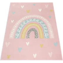 Paco Home Kinderteppich Teppich Kinderzimmer Mädchen Jungs Verschiedene Motive Und Größen, Grösse:80x150 cm, Farbe:Rosa Weiß