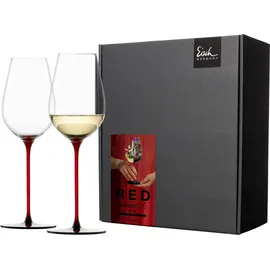 Eisch Champagnerglas EISCH "RED SENSISPLUS" Trinkgefäße Gr. Ø 7,9 cm x 24,2 cm, 400 ml, 2 tlg., rot (transparent, und schwarz) Kristallgläser