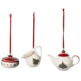 Villeroy & Boch Toy's Delight Decoration Ornamente Kaffeeset 3-tlg. kleines Baumschmuck-Set aus Premium Porzellan, bunt, 6,3 cm