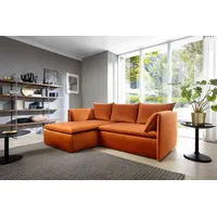 Eckofa mit Schlaffunktion Gloria - Wohnzimmersofa, Schlafsofa - Eckcouch L-Form mit Bettkasten - Links - Samtstoff (Orange - Magic Velvet 2213) - Orange