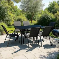 Vortivo 7-teiliges Gartenmöbel-Set für 6 Personen – stapelbare Stühle