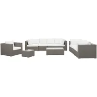 Beliani Lounge Set Rattan Taupe 8-Sitzer mit Auflagen in