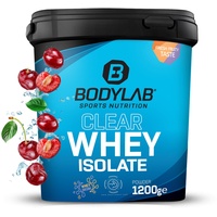 Bodylab24 Clear Whey Isolate 1200g Kirsche, Eiweiß-Shake aus bis zu 96% hochwertigem Molkenprotein-Isolat, erfrischend fruchtiger Drink, Whey Protein-Pulver kann den Muskelaufbau unterstützen