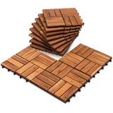 EINFEBEN Akazienholz Holzfliesen, Balkonfliesen Gartenfliesen Terrassenfliesen, 30x30cm, 3m2, 12 Latten, Fliese Leicht verlegbar(33 Stück)