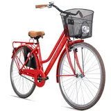bergsteiger Cityrad Amsterdam 26, 28 Zoll Damenfahrrad, ab 150 cm, Korb, 1 Gang, V-Bremse & Rücktrittbremse rot