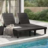 Gecheer Doppel-Sonnenliege Sonnenliegen Gartenliege Liegestuhl Gartenstuhl Strandliege Liege Schwarz 155x138x83 cm Polypropylen