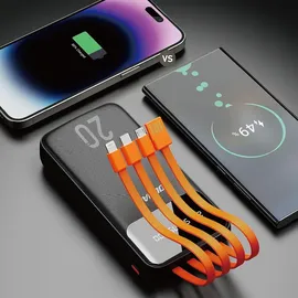 Xiaomi Dudao K6pro+ Powerbank mit integrierten Kabeln Schwarz