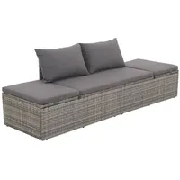 Tidyard Gartenbett Sonnenliege Gartenliege Relaxliege Outdoor Liege Sonnenbett Schlafliege Sonneninsel Gartensofa Terrassensofa Gartenmöbel Terrassenmöbel Grau 195×60 cm Poly Rattan